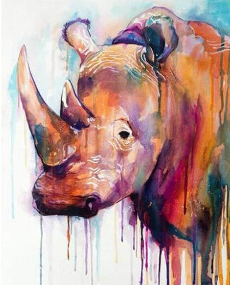 rhinoceros splatter paint by numbers