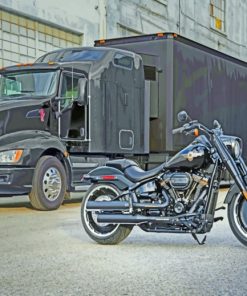 Black Truck And Motorcycle paint by numbers