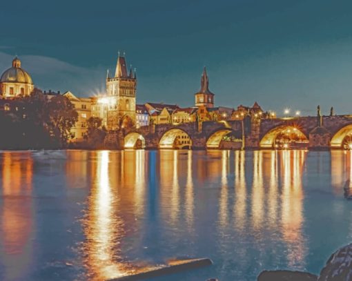 Charles Bridge At Night paint by numbers
