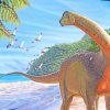 Dinosaur In The Beach paint by numbers