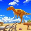 Dinosaurs In The Beach paint by numbers
