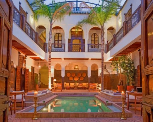 Moroccan Riad Interior paint by numbers