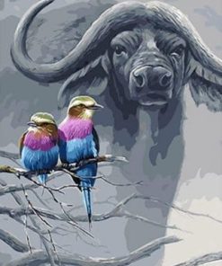 Buffalo And Birds Paint by numbers