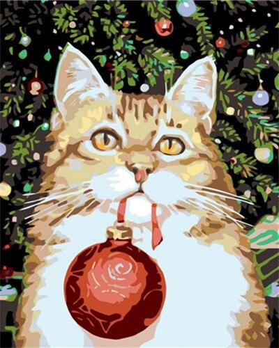 Christmas Cat paint by numbers