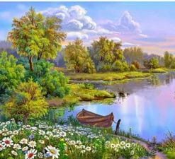 Daisies Lake Scenery paint by numbers