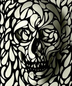 White and Black Dye Skull paint by numbers