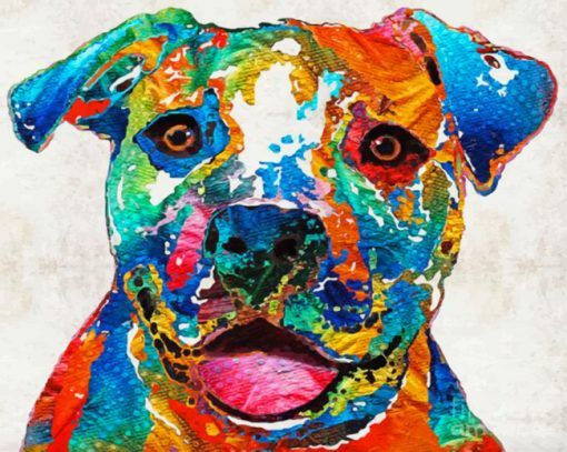 Colorful Staffy Dog Paint by numbers