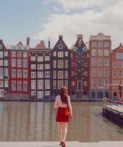 Girl Watching Amsterdam Buildings paint by numbers