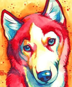 Red Husky Pop Art paint by numbers