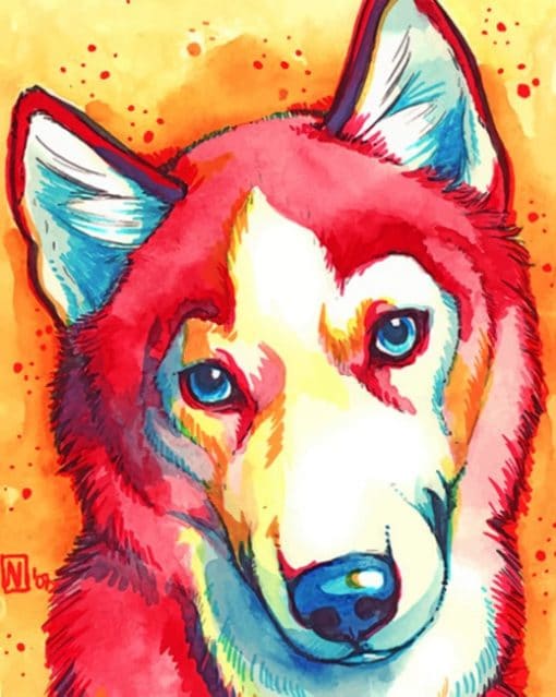 Red Husky Pop Art paint by numbers