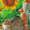 Sunflower And Cats paint by numbers
