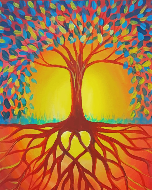 Sunset Tree Of Life Paint by number