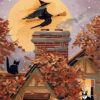 flying witch paint by numbers