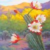 White Red Flowers And Cactus paint by numbers