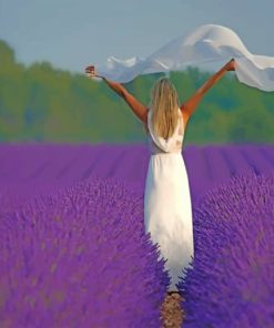 Woman In A Purple Field Paint by numbers