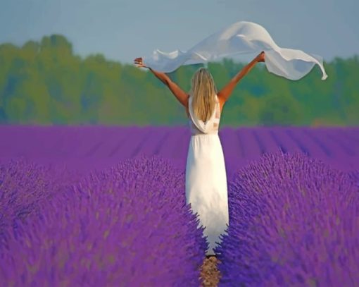 Woman In A Purple Field Paint by numbers