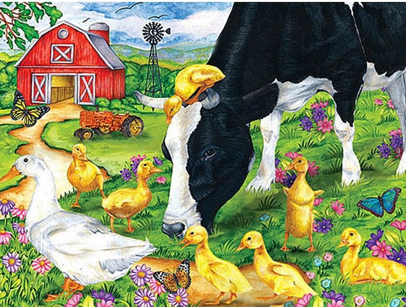 Cow And Chicks Paint by numbers