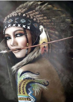 Fierce Native American Woman Warrior paint by numbers