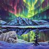 Polar Bears In Northern Lights Paint by numbers