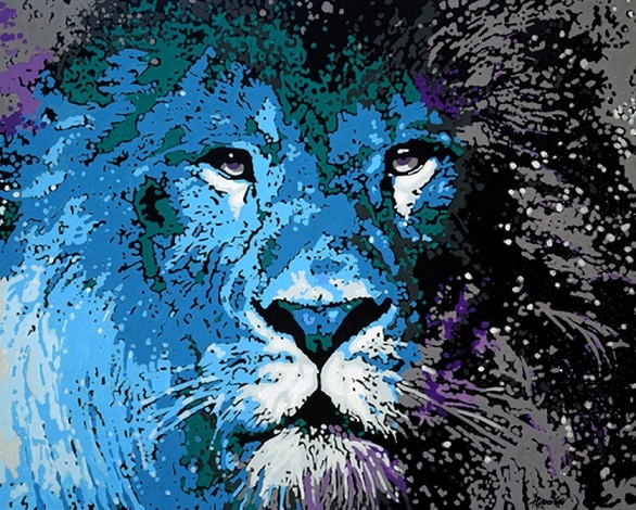 blue abstract lion Paint by numbers