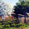 Log Cabin In Almond Trees Paint by numbers