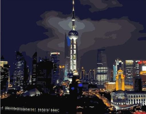 Seoul Tower At Night Paint by numbers