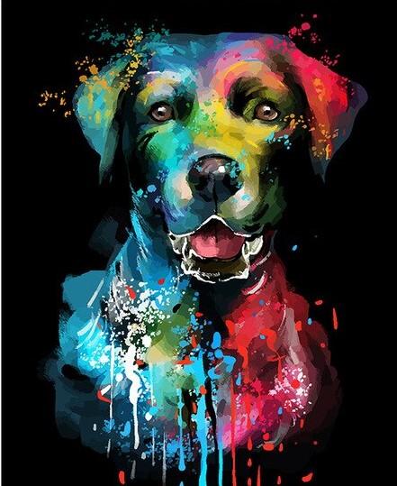 Colorful Companion Dog Paint by numbers