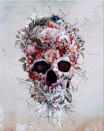 Pink Floral Skull Paint by numbers
