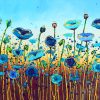 Abstract Blue Poppies Paint by numbers
