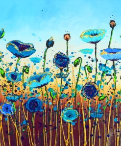 Abstract Blue Poppies Paint by numbers