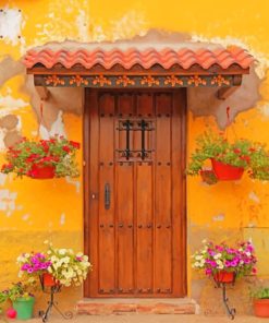 Aesthetic Brown Wooden Door paint by numbers