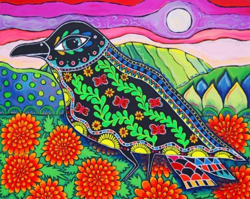 Aesthetic Mexican Folk Art Bird Paint by numbers