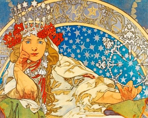 Aesthetic Queen By Alphonse Mucha Paint by numbers