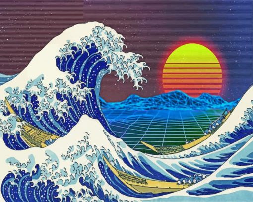 Aesthetic Great Wave Paint by numbers