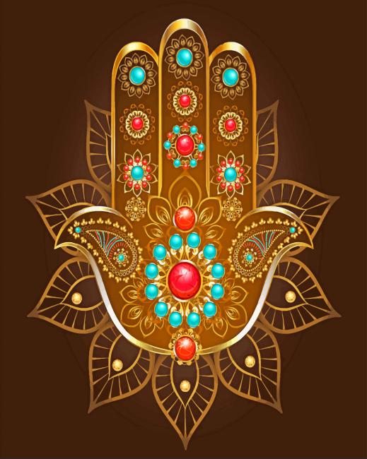 Aesthetic Yellow Hamsa Paint by numbers