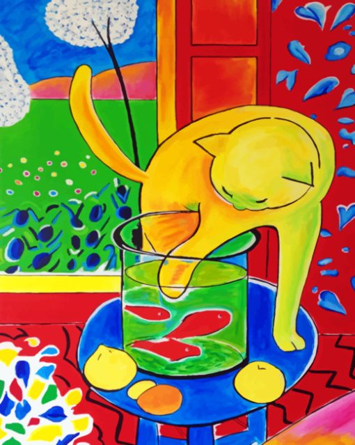 Cat And Fishes Matisse paint by numbers