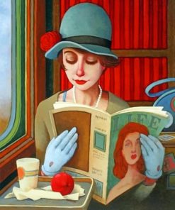 Classy Woman Reading Magazine Paint by n