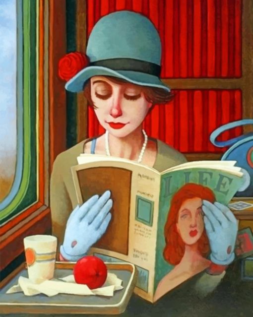 Classy Woman Reading Magazine Paint by n