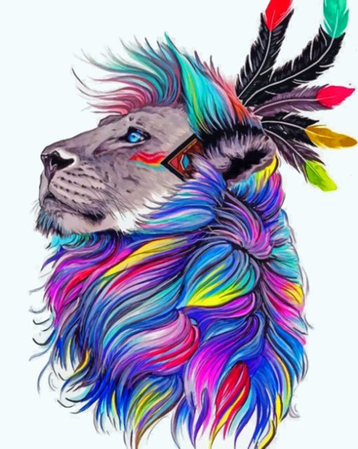 Colorful Lion paint by numbers