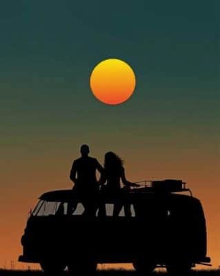 Couple Tripping Silhouette Paint by numbers