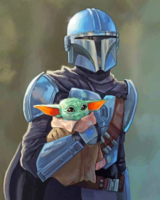 Cute Baby Yoda And Mandalorian Paint by numbers
