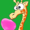 Giraffe Blowing Bubblegum Paint by numbers
