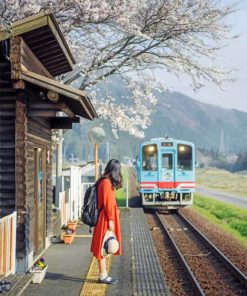 Japanese Girl Waiting The Train Paint by numbers