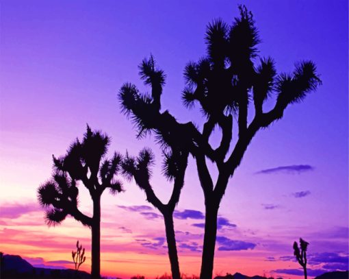 Joshua Trees Silhouette paint by numbers