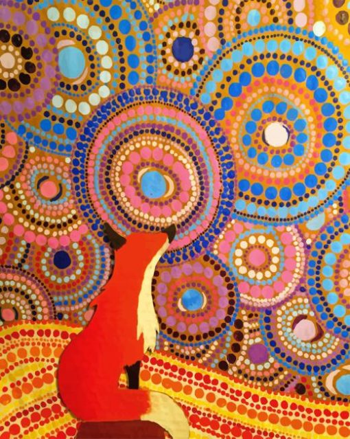 Orange Fox Aboriginal Art Paint by numbers