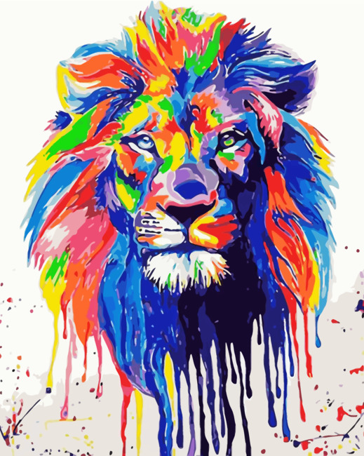 Art Maker Paint by Numbers Canvas Rainbow Lion - Books - Adult