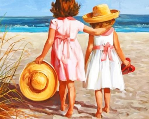 Sisters On The Beach paint by numbers