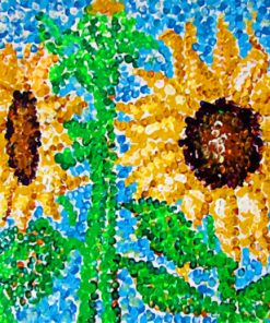 Sunflowers Pointillism Paint by numbers