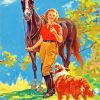 Woman And Horse 1960s Paint by numbers