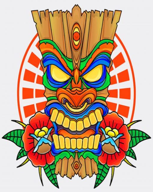 Wooden Tiki Mask Paint by numbers